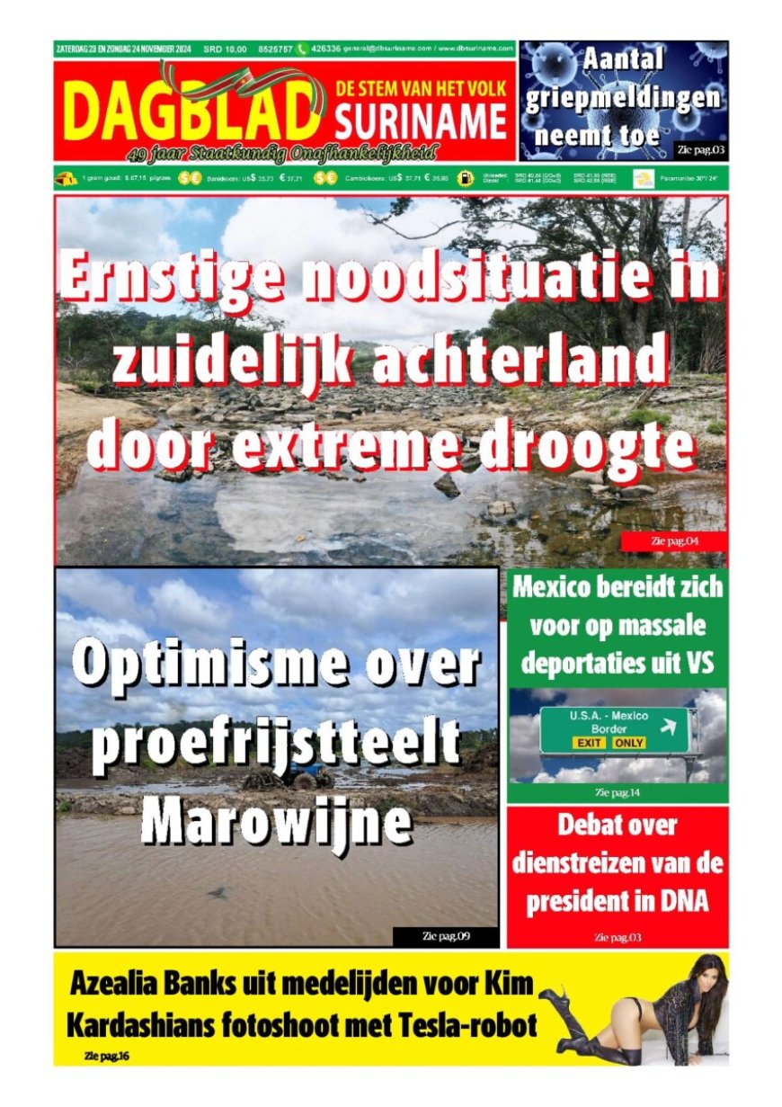 Dagblad Suriname zaterdag 23 november 2024