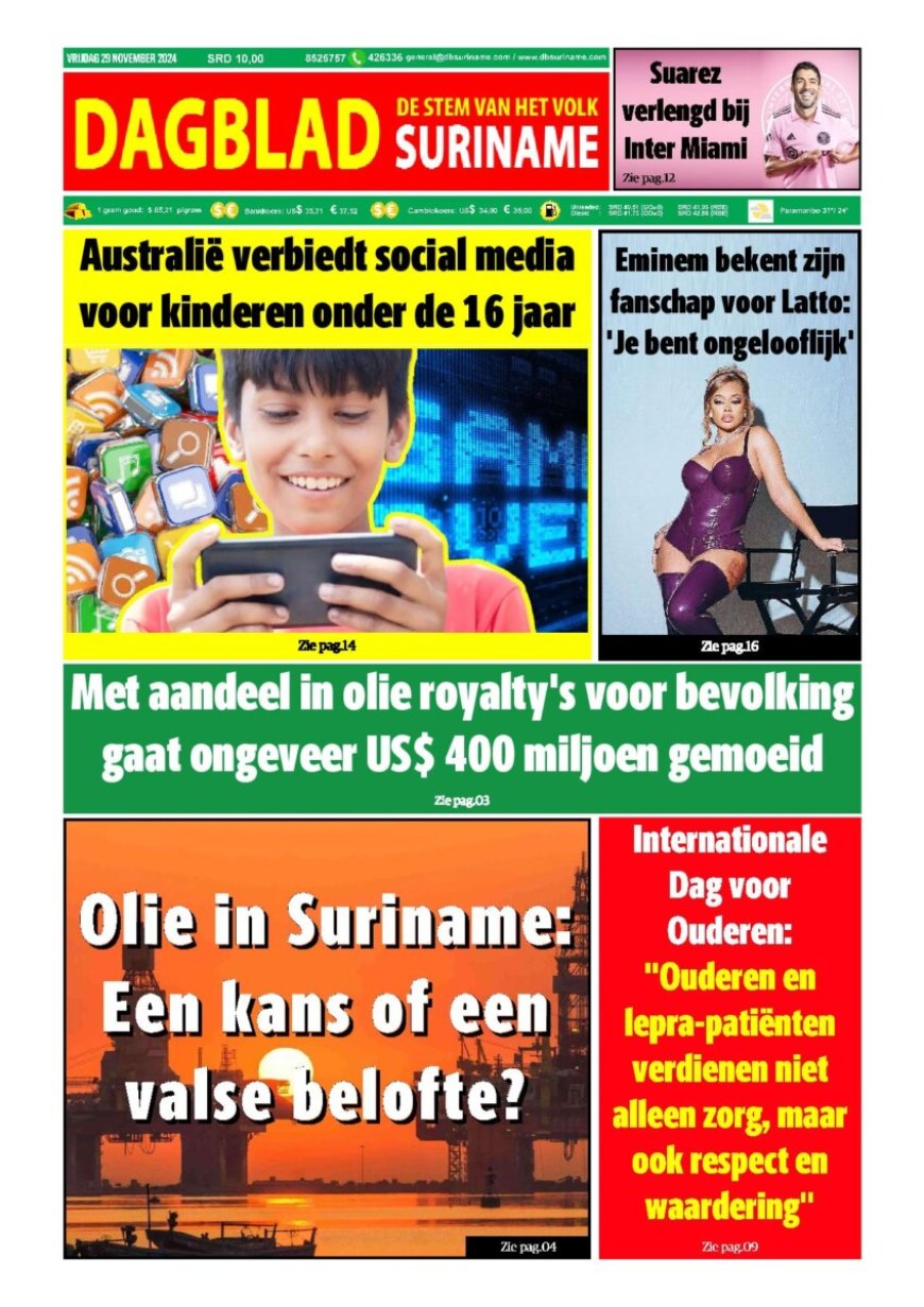 Dagblad Suriname vrijdag 29 november 2024