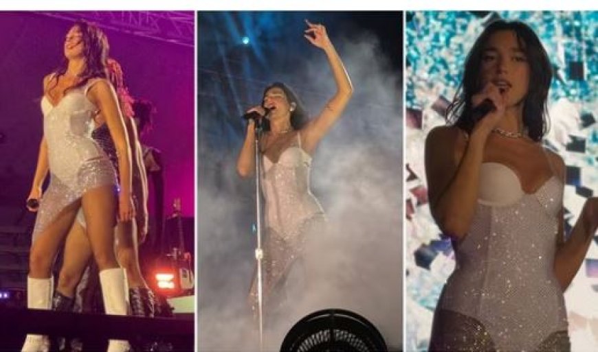 *Dua Lipa zet het podium in vuur en vlam in opvallende witte jurk**