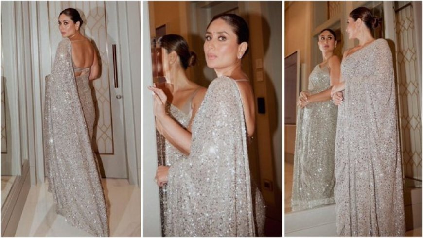 Kareena Kapoor Verblind in Zilveren Sabyasachi Sari bij Filmfare OTT Awards**