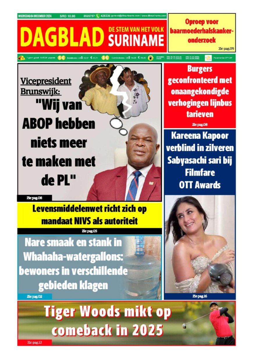 Dagblad Suriname woensdag 4 december 2024