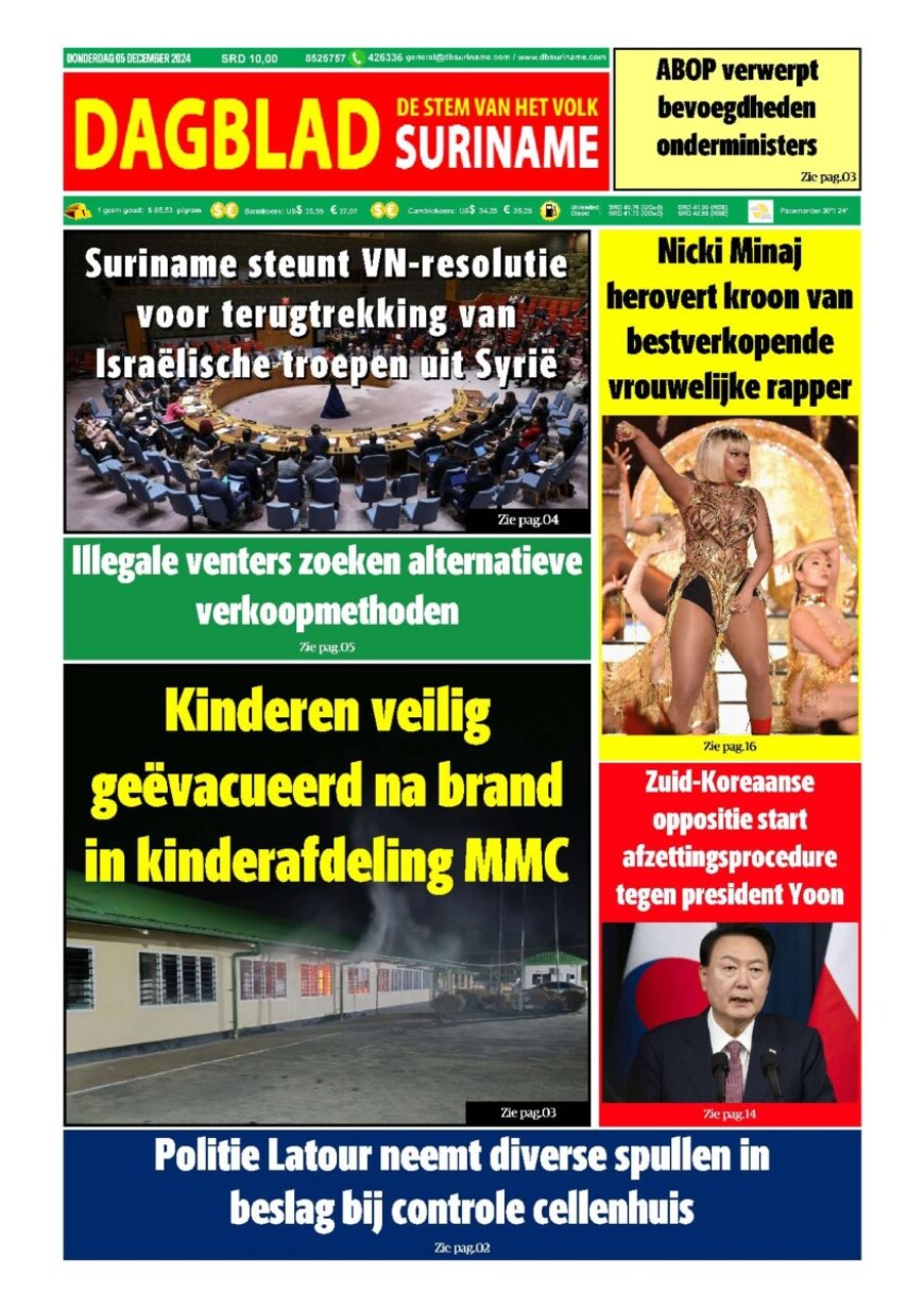 Dagblad Suriname donderdag 5 november 2024