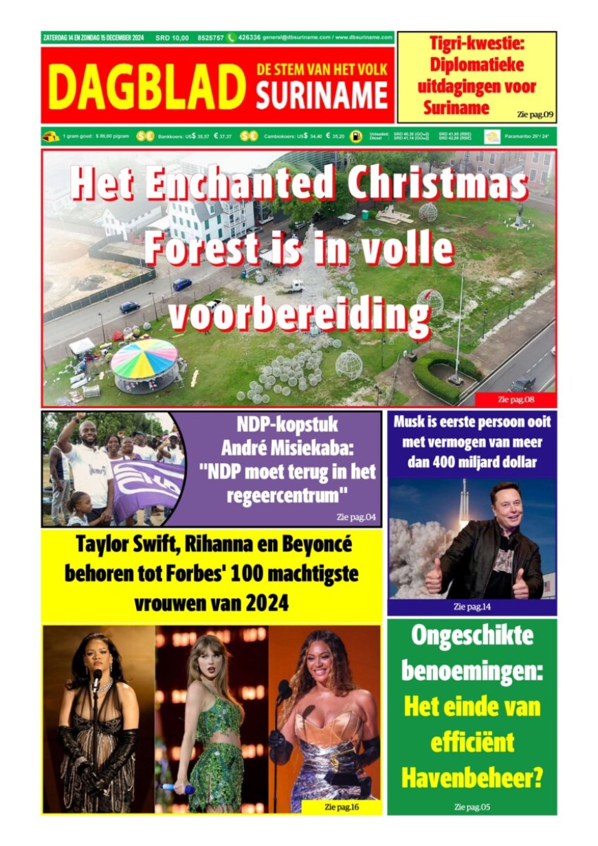 Dagblad Suriname zaterdag 14 december 2024