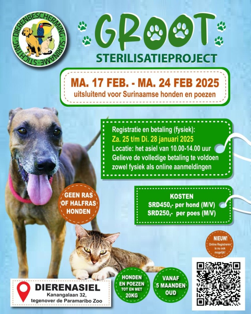 Het 15e Grote Sterilisatieproject van de Stichting Dierenbescherming Suriname 