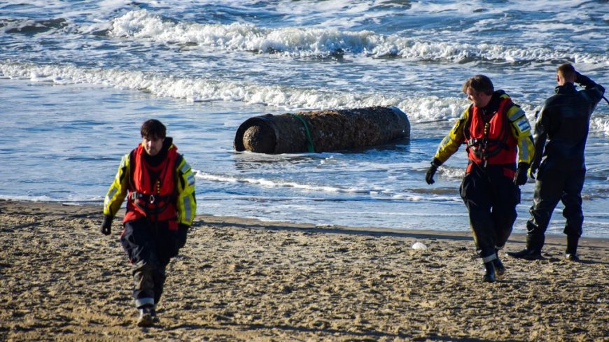 Onderdeel torpedo uit WO II gevonden op strand Noordwijk