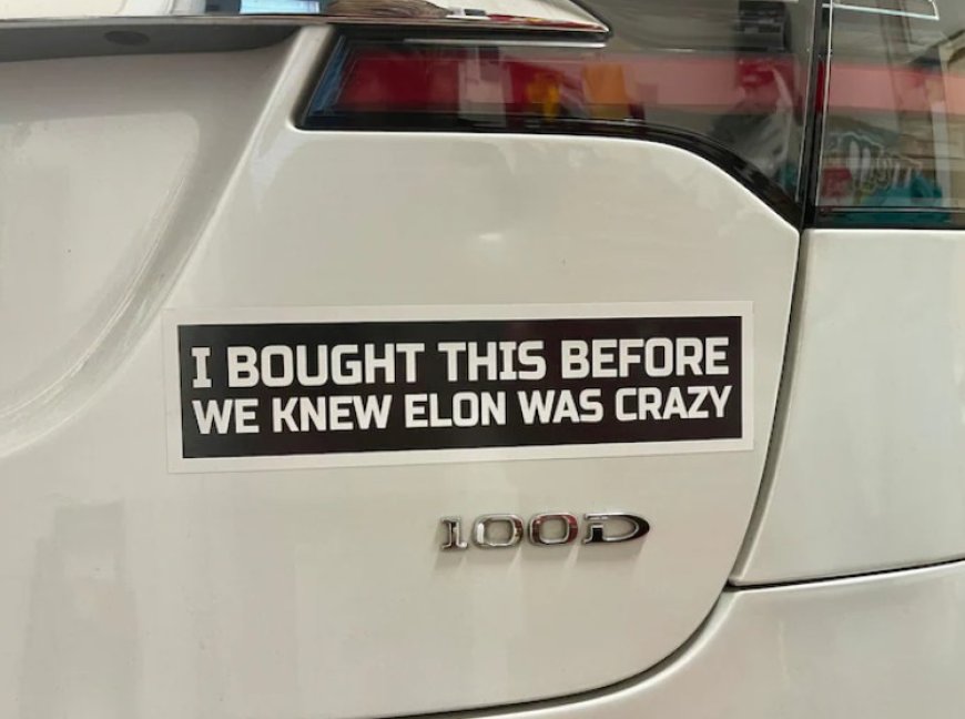 Anti-Musk auto bumper stickers in VS groot succes na politieke draai Tesla-baas